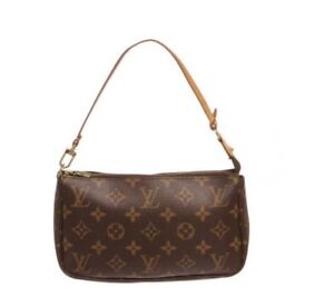 LOUIS VUITTON Brown Monogram Coated Canvas Leather Strap Pochette Shoulder Bag | eBay