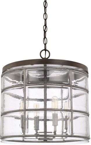 Coastal Style Clear Glass Drum Pendant 