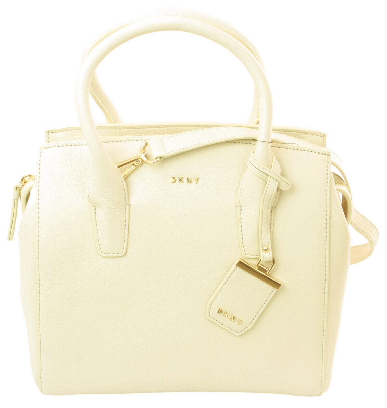 DKNY Cream Satchel Bag Medium Zip Top Handle Handbag Sand Dollar Off White