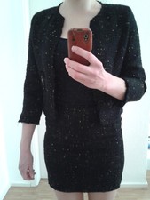 Boucle Jacke - Esprit, Größe 34, schwarz und gold