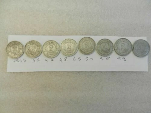 Pièces de monnaie françaises 2 francs en aluminium sur Marianne