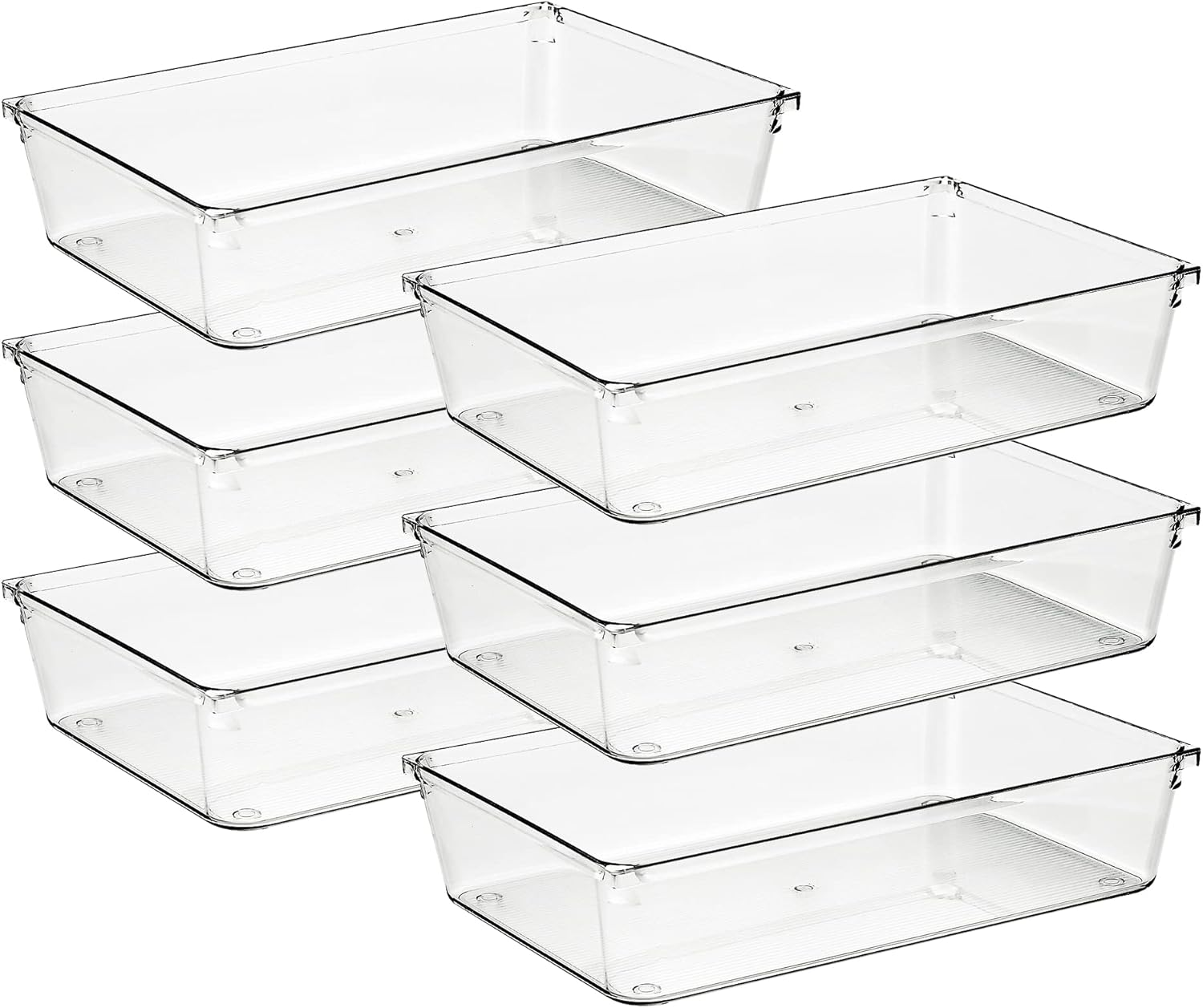 6 Pack Clear Plastic Drawer Organizers 6x9 Inches for Storage
