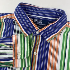 Polo Ralph Lauren Men XXL Bradford ClassicFit Multicolor StripeLong Sleeve Shirt