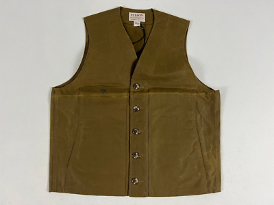 FILSON OIL TIN CLOTH VEST DARK TAN L NWT | eBay