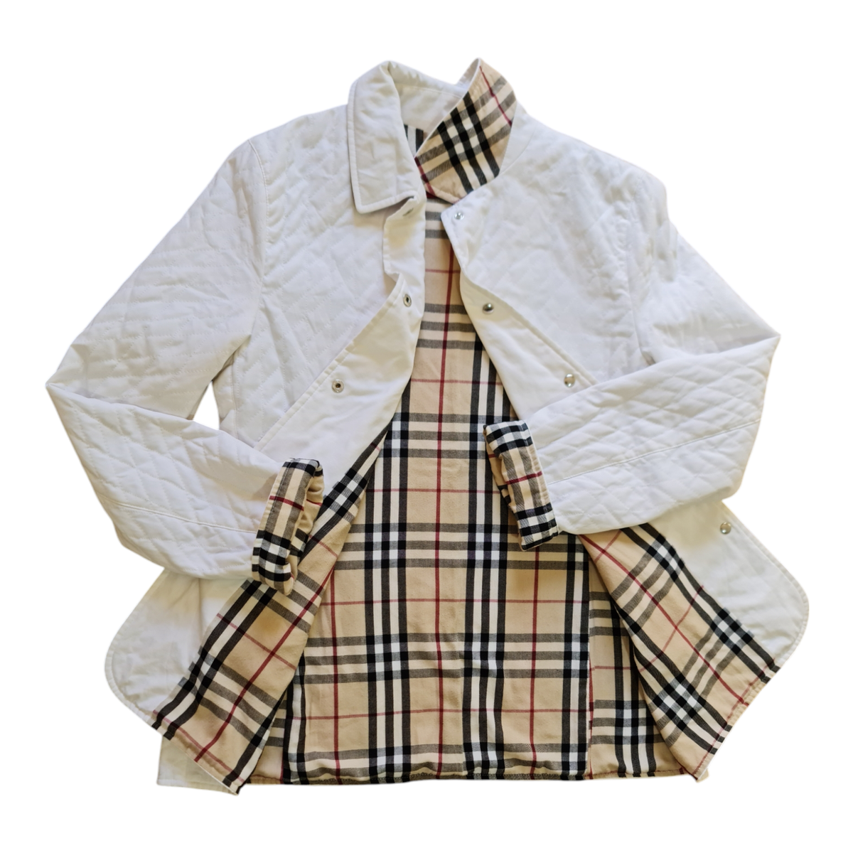 Burberry London Quilted Jacket Coat Nova Check Diamond Women's