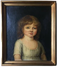 18th GREUZE - FRENCH REALISM OIL - PORTRAIT OF A GIRL CHILD