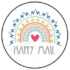 HAPPY MAIL RAINBOW ENVELOPE SEALS LABELS STICKERS PARTY FAVORS