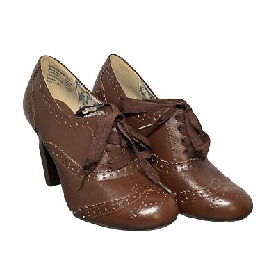 American Eagle Wingtip Oxford Heels Women's Sz Shoe Brown Faux