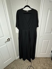 ASOS Maxi Length Black Pleated Dress with Flutter Sleeves