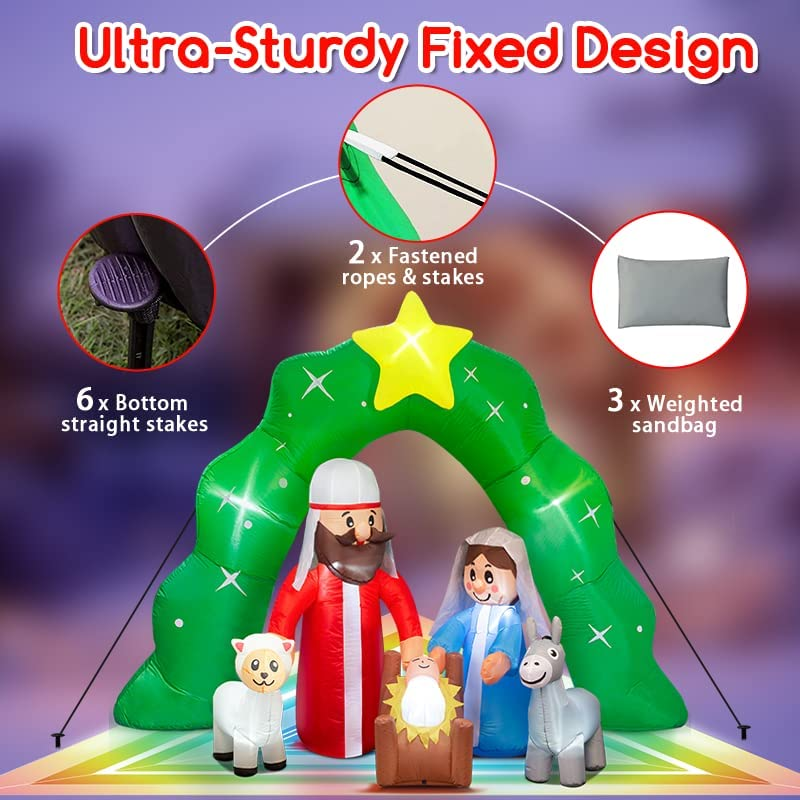 COOBILY 10FT Long Christmas Inflatables Decorations Nativity Scene