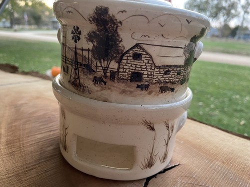 Vintage Handcrafted/Painted Pottery 1987 Potpourri Warmer~ Country Theme signed - Picture 6 of 13