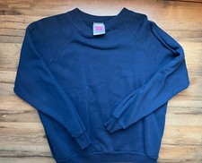 Vtg. Hanes Her way Long Sleeve Blue Sweatshirt Sz-Medium Made In USA