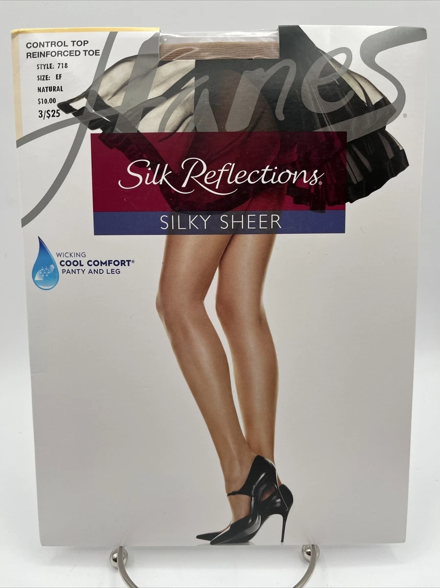 Hanes Pantyhose Sz EF Control Top Silk Reflections Natural Style