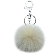 Unpafcxddyig Pom Pom Keychain Artificial Fox Fur Soft Ball Keychains Beige