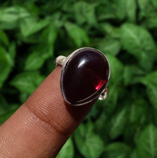 Ethnic Garnet Gemstone Ring 925 Sterling Silver Plated Handmade Jewelry US SZ 7"