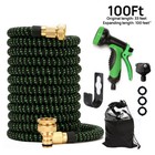 25/50/75/100FT Expandable Flexible Garden Water Hose 10 Function Spray Gun Green
