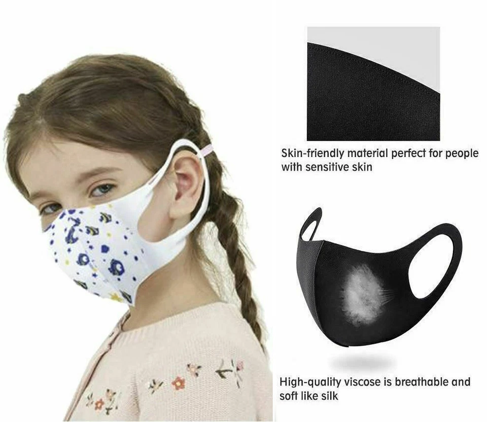 Máscara facial lavable transpirable para niños cubierta protectora bucal reutilizable  Foto 2 de 2