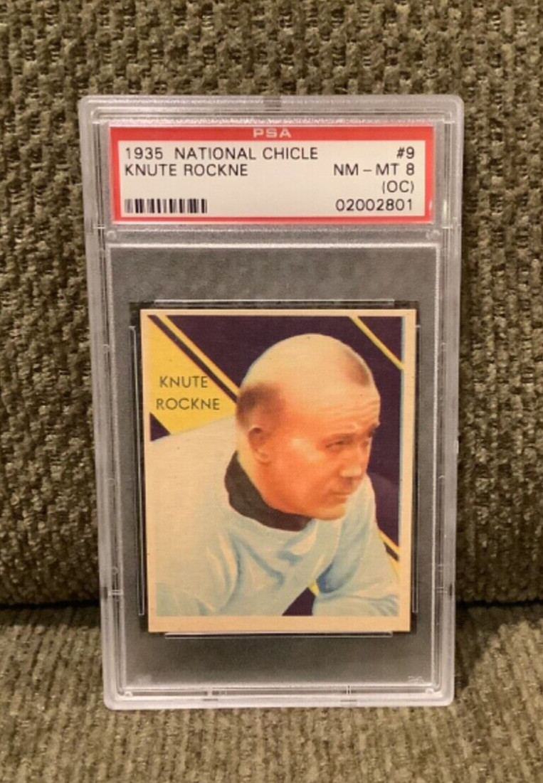 1935 National Chicle #9 Knute Rockne (Notre Dame HOF Coach) - PSA 8