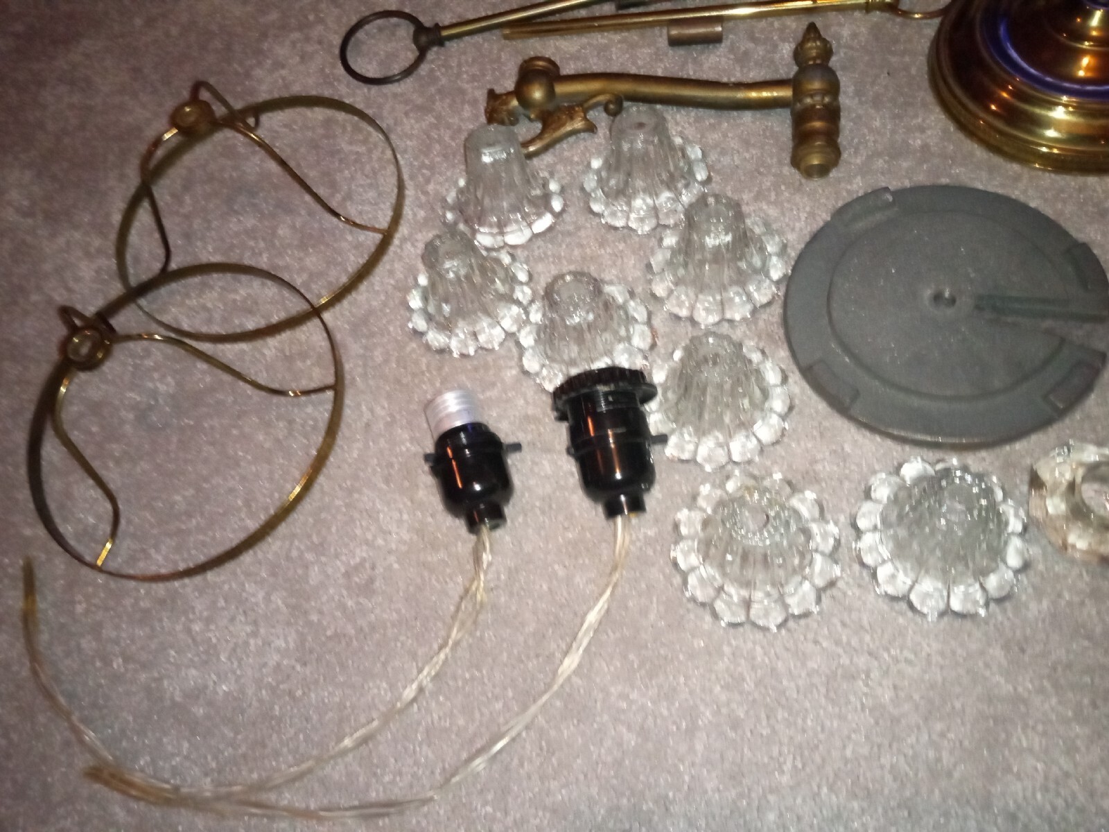 Vintage Antique Lamp Parts lot glass Brass Metal floor lamp eBay