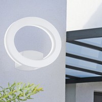 Led AußEn Wand Lampe Ring-Design Strahler Weiß Garten Balkon Terrassen Leuchte