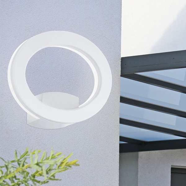 Led AußEn Wand Lampe Ring-Design Strahler Weiß Garten Balkon Terrassen Leuchte-image