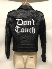 Juicy Couture Dont Touch Black Faux Leather Biker Moto Jacket Xs, Small