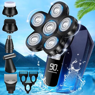 Cordless Electric Shaver - 6-in-1 Multi Head Attachments - Wet Dry Head & Body