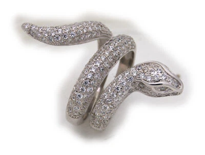 exkl. Schlangenring echt Silber 925 mit Zirkonia Ring Schlange  Sterlingsilber - Bild 1 von 4