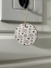 Handmade Rustic Farmhouse Wooden Christmas Ornament With Merry Christmas Pattern