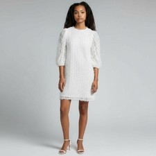 ASOS River Island White Fringe Dress Size US 8 Mini Cocktail Party Bridal Shower