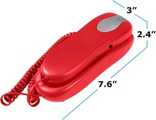 Slimline Red Colored Phone for Wall Or Desk with Memory