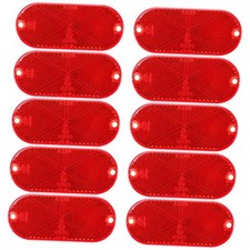 10 Pack Front Reflector Oval Reflector for Driveway Fence Gate Posts Red