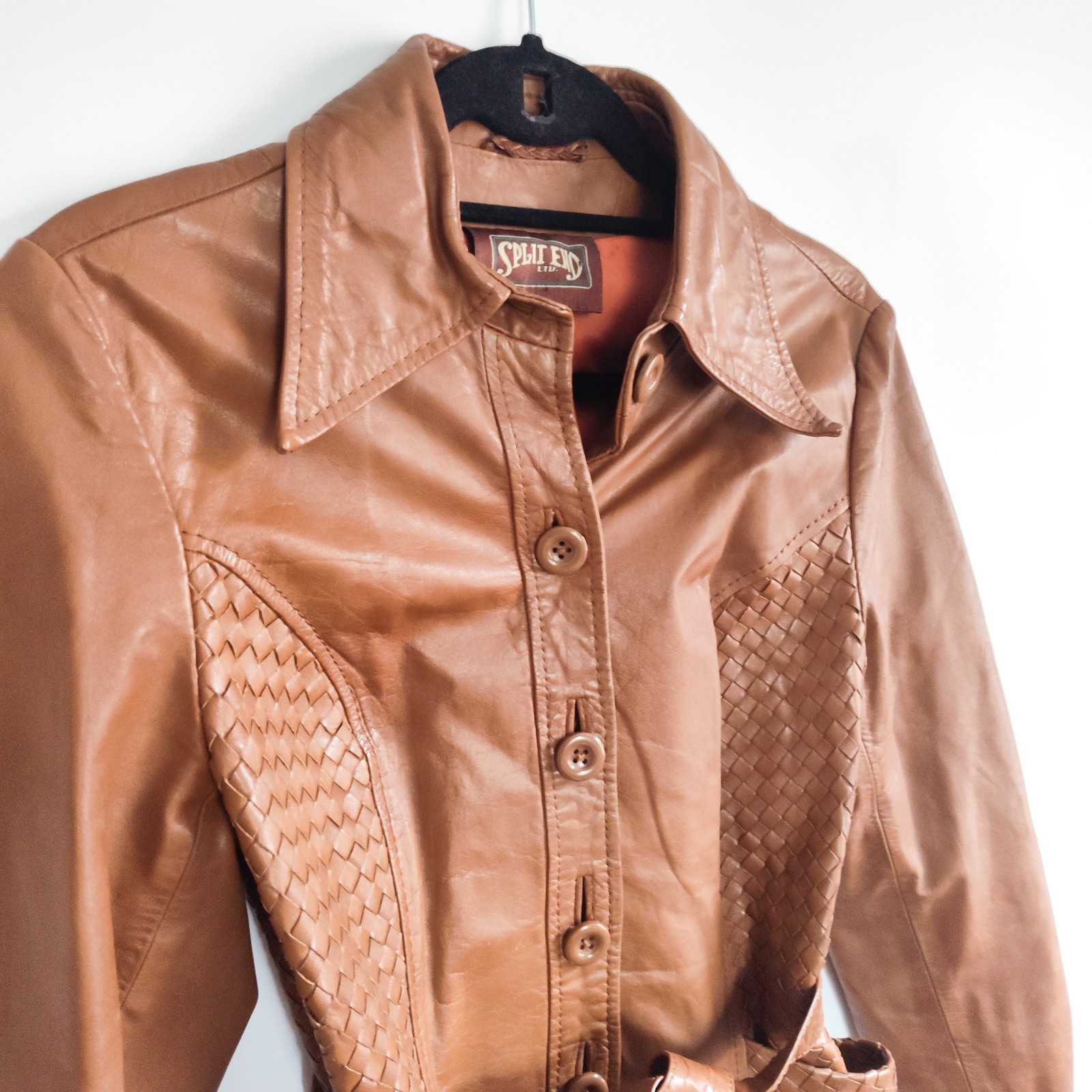 Split End Leather Jacket Womens Small Vintage 70s… - image 7