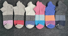 6 Pair Bombas Women's Tri-Block Marl Ankle Sock Size M 6 Colors Pack
