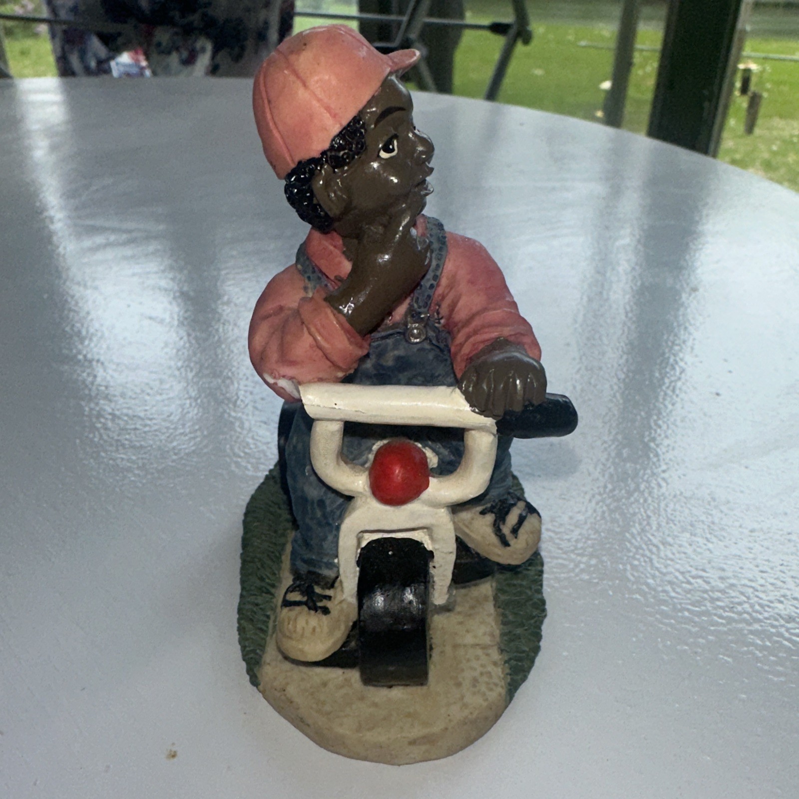 Vintage 1994 Young's Inc. African American Boy Riding a Tricycle Figurine 