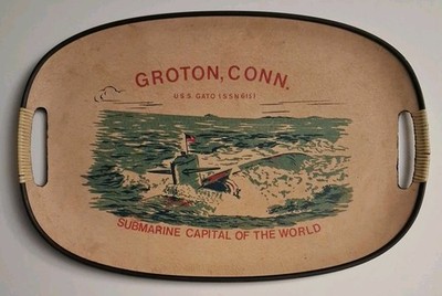 Vintage USS Gato SSN-615 Fiberglass Serving Tray Groton CT Submarine Capital MCM