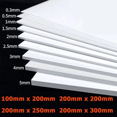 0,5mm 1mm 1.5mm 2mm 2.5mm 3mm 4mm 5mm dick weiß ABS Kunststoff Platte DIY Modell - Bild 1 von 4