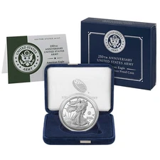 2025-W Proof $1 American Silver Eagle Army Privy 250th Anniversary Box, OPG
