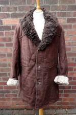 Men's Vintage 1970s Chocolate Brown Sheepskin Coat/Jacket. 3/4 Length L