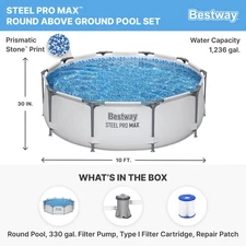 Bestway Steel Pro MAX 10'x30" Round Above Ground Outdoor Swimming Pool with Pump