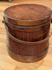 ANTIQUE NEW ENGLAND WILDER P CLARK  Signed FIRKIN.   SUGAR BUCKET.