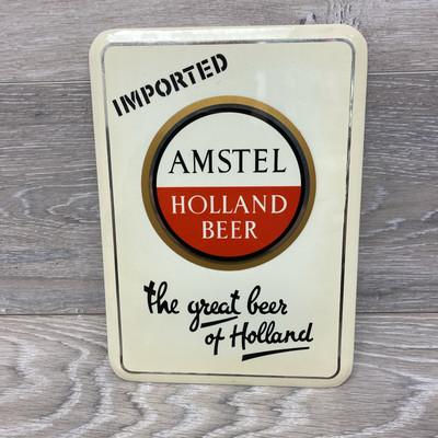 Vintage Imported Amstel Holland Beer Sign Wall Hanging Bar Countertop Display