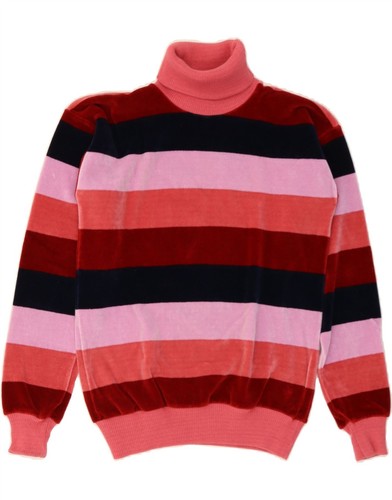VINTAGE Damen Rollkragen Pullover Pulli UK 12 Medium bunt gestreift DJ82