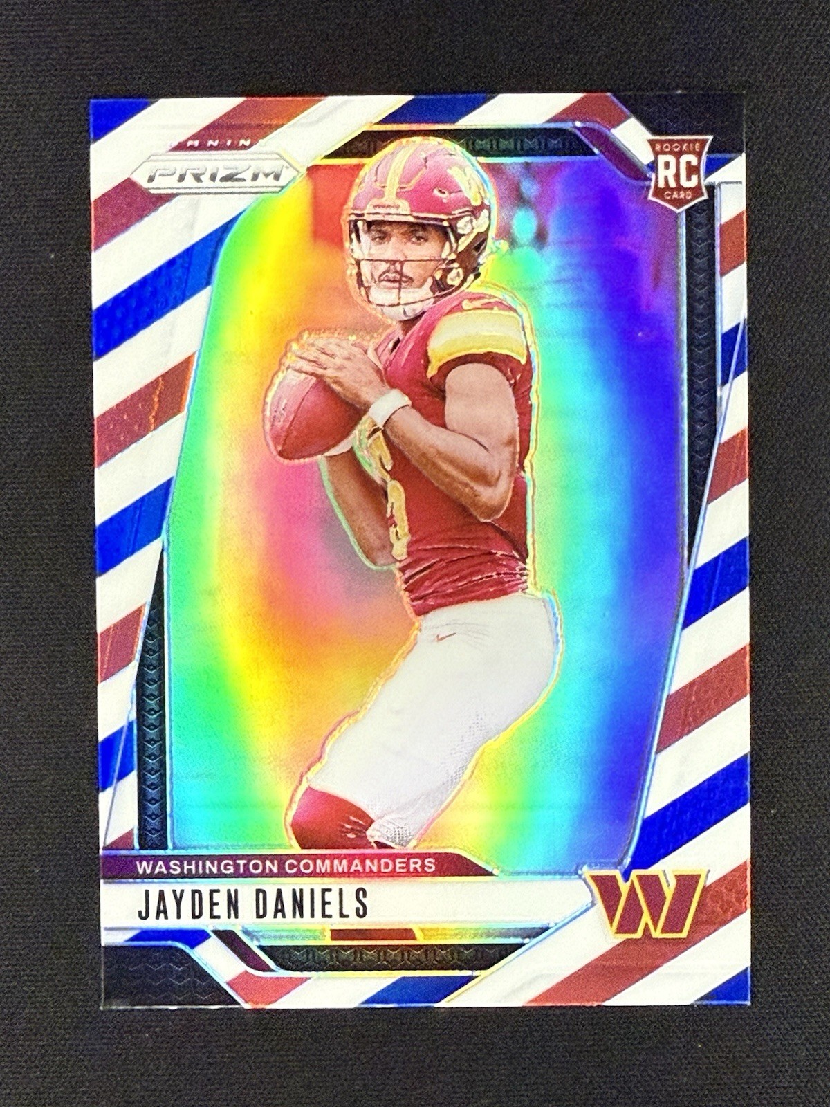 Jayden Daniels 2024 Panini Prizm Football Red White Blue RC Rookie #347