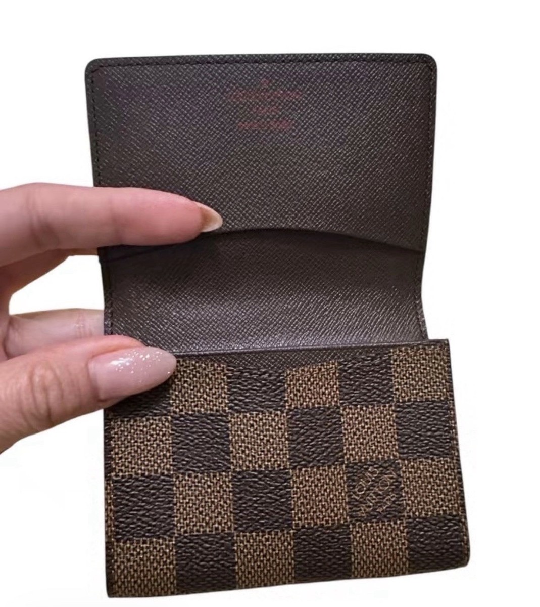 Louis Vuitton Brown Check Bifold Men's Wallet Folding Logo Accent