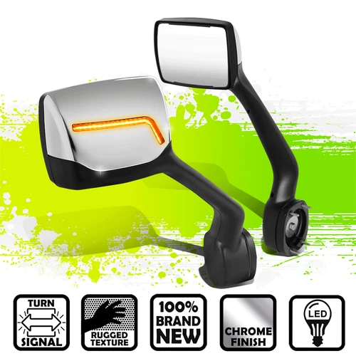{L-Pattern Sequential Chase LED Signal}Side Hood Mirrors for Kenworth T680 11-21