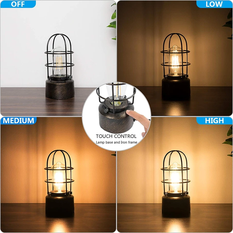 Small Touch Table Lamp for Small Spaces - 3 Way Dimmable Industrial Nightstand L - Image 2 of 4