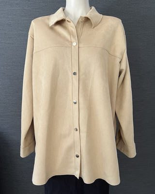 New Katie s Suede Shacket, Sz 14, Stone, Beige Gold Buttons Rrp $99.99 New W Tag