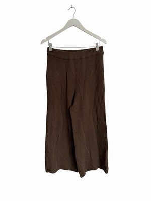 Free People Knitted Trousers Brown Waffle Textured New RRP £88 Size M 10 12