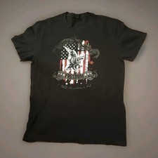 Men's Freedom Eagle T-Shirt Size M Black American Flag Patriotic Graphic Tee